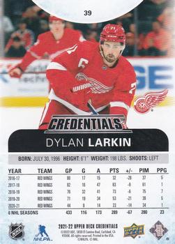 2021-22 Upper Deck Credentials #39 Dylan Larkin Back