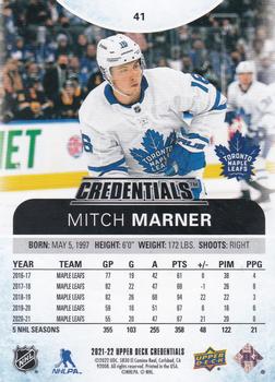 2021-22 Upper Deck Credentials #41 Mitch Marner Back