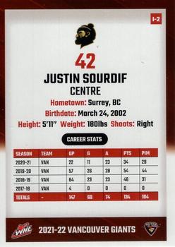 2021-22 Vancouver Giants (WHL) Special Edition Bubble Season #I-2 Justin Sourdif Back