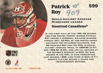 1991-92 Pro Set - Autographs #599 Patrick Roy Back