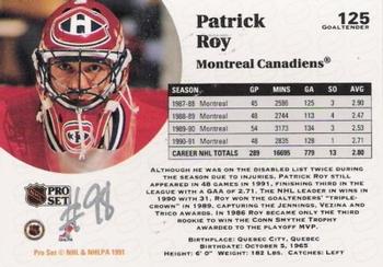 1991-92 Pro Set - Autographs #125 Patrick Roy Back