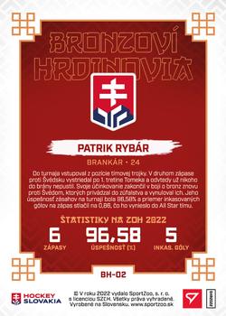 2022 SportZoo Hokejové Slovensko - Bronzovi Hrdinovia #BH-02 Patrik Rybar Back