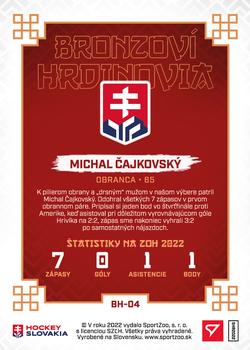 2022 SportZoo Hokejové Slovensko - Bronzovi Hrdinovia #BH-04 Michal Cajkovsky Back
