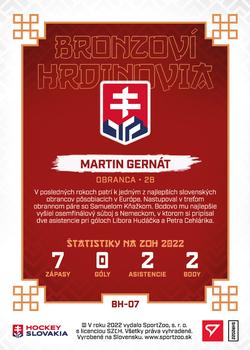 2022 SportZoo Hokejové Slovensko - Bronzovi Hrdinovia #BH-07 Martin Gernat Back