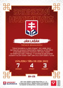 2022 SportZoo Hokejové Slovensko - Bronzovi Hrdinovia #BH-29 Jan Lasak Back