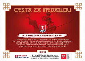 2022 SportZoo Hokejové Slovensko - Cesta Za Medailou #CM-10 USA - Slovensko 2:3 SN Back