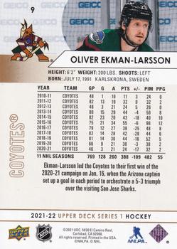 2021-22 Upper Deck - Silver Foil #9 Oliver Ekman-Larsson Back