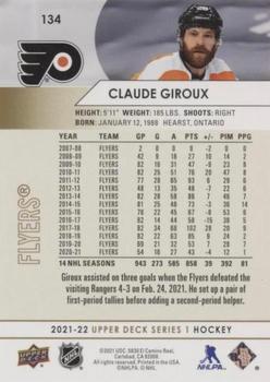 2021-22 Upper Deck - Silver Foil #134 Claude Giroux Back