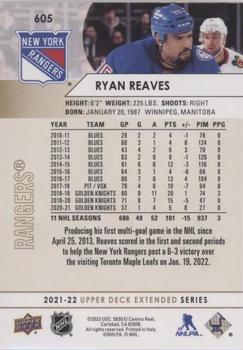 2021-22 Upper Deck - Silver Foil #605 Ryan Reaves Back