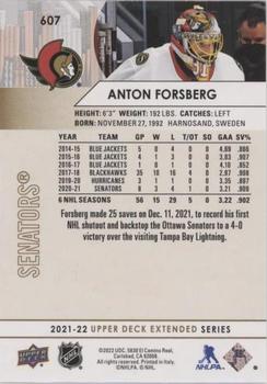 2021-22 Upper Deck - Silver Foil #607 Anton Forsberg Back
