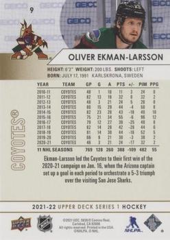 2021-22 Upper Deck - Speckled Rainbow Foil #9 Oliver Ekman-Larsson Back