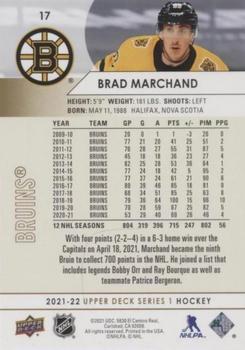 2021-22 Upper Deck - Speckled Rainbow Foil #17 Brad Marchand Back