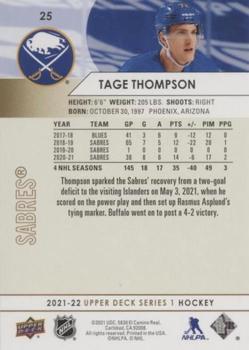2021-22 Upper Deck - Speckled Rainbow Foil #25 Tage Thompson Back