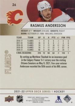 2021-22 Upper Deck - Speckled Rainbow Foil #26 Rasmus Andersson Back