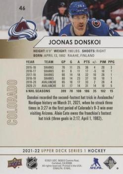 2021-22 Upper Deck - Speckled Rainbow Foil #46 Joonas Donskoi Back