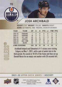 2021-22 Upper Deck - Speckled Rainbow Foil #70 Josh Archibald Back