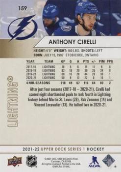 2021-22 Upper Deck - Speckled Rainbow Foil #159 Anthony Cirelli Back