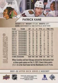 2021-22 Upper Deck - Speckled Rainbow Foil #292 Patrick Kane Back