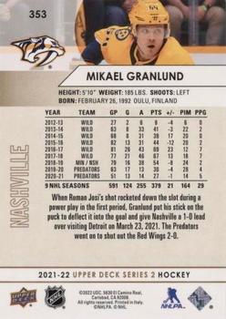 2021-22 Upper Deck - Speckled Rainbow Foil #353 Mikael Granlund Back