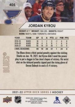 2021-22 Upper Deck - Speckled Rainbow Foil #405 Jordan Kyrou Back