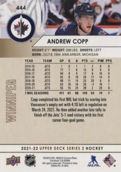 2021-22 Upper Deck - Speckled Rainbow Foil #444 Andrew Copp Back