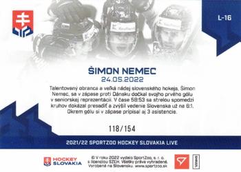 2022 SportZoo Live Hockey Slovakia #L-16 Simon Nemec Back