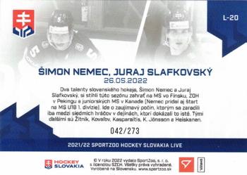 2022 SportZoo Live Hockey Slovakia #L-20 Simon Nemec / Juraj Slafkovsky Back