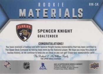 2021-22 Upper Deck - Rookie Materials #RM-SK Spencer Knight Back
