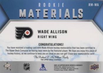 2021-22 Upper Deck - Rookie Materials Patch #RM-WA Wade Allison Back