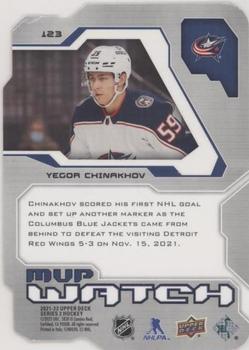 2021-22 Upper Deck - 2021-22 MVP Update Colors and Contours #123 Yegor Chinakhov Back