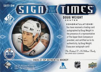 2020-21 SP Authentic - Sign of the Times #SOTT-DW Doug Weight Back