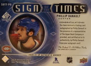 2020-21 SP Authentic - Sign of the Times #SOTT-PD Phillip Danault Back