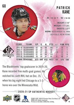 2020-21 SP Authentic - Limited Red #60 Patrick Kane Back