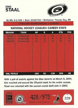 2003-04 Pacific Calder - 2003-04 Pacific Exhibit Update #229 Eric Staal Back