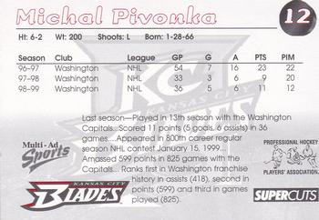 1999-00 Multi-Ad Kansas City Blades (IHL) #14 Michal Pivonka Back