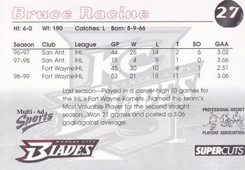 1999-00 Multi-Ad Kansas City Blades (IHL) #15 Bruce Racine Back