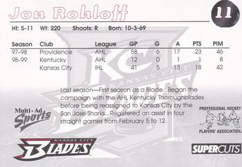1999-00 Multi-Ad Kansas City Blades (IHL) #17 Jon Rohloff Back