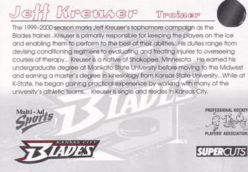 1999-00 Multi-Ad Kansas City Blades (IHL) #24 Jeff Kreuser Back
