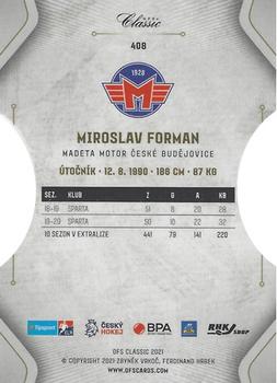 2020-21 OFS Classic Série II - Hobby Cut #408 Miroslav Forman Back