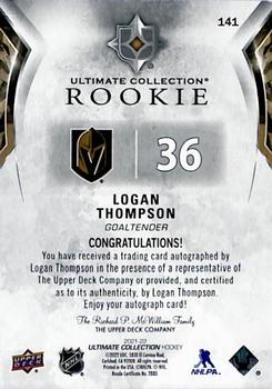 2021-22 Upper Deck Ultimate Collection #141 Logan Thompson Back