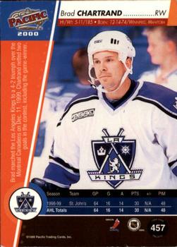 1999-00 Pacific - Arena Giveaways #457 Brad Chartrand Back