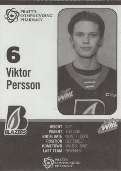 2021-22 Kamloops Blazers (WHL) #NNO Viktor Persson Back