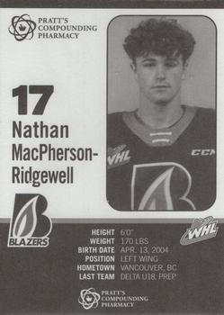 2021-22 Kamloops Blazers (WHL) #NNO Nathan MacPherson-Ridgewell Back
