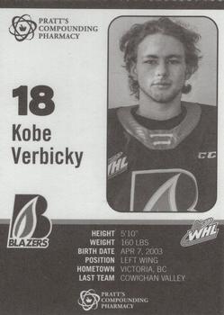 2021-22 Kamloops Blazers (WHL) #NNO Kobe Verbicky Back