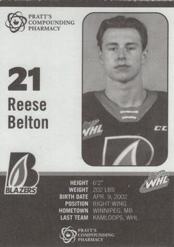 2021-22 Kamloops Blazers (WHL) #NNO Reese Belton Back
