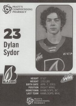 2021-22 Kamloops Blazers (WHL) #NNO Dylan Sydor Back