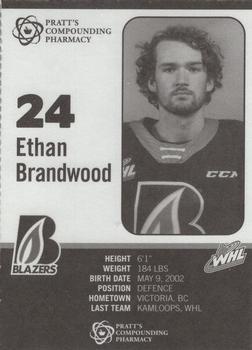 2021-22 Kamloops Blazers (WHL) #NNO Ethan Brandwood Back