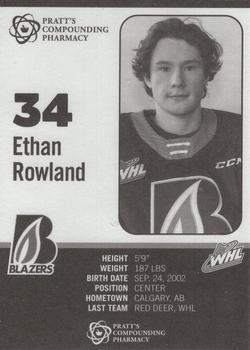 2021-22 Kamloops Blazers (WHL) #NNO Ethan Rowland Back