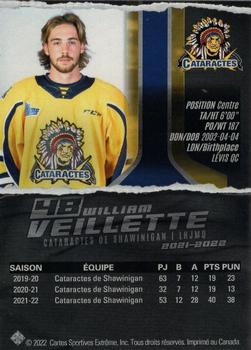 2021-22 Extreme Shawinigan Cataractes (QMJHL) #9 William Veillette Back