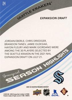 2021-22 Upper Deck Seattle Kraken Box Set #24 Seattle Hosts Expanision Draft Back